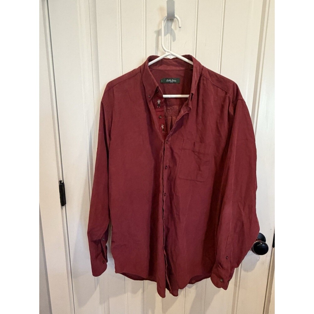 Bobby Jones Shirt Mens Large Burgundy Corduroy Cotton Embroidered Golfer NWOT